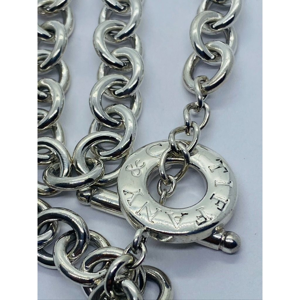 Tiffany & Co Sterling Silver Toggle Heart Tag Blank Heart Necklace 16” 74.3 G