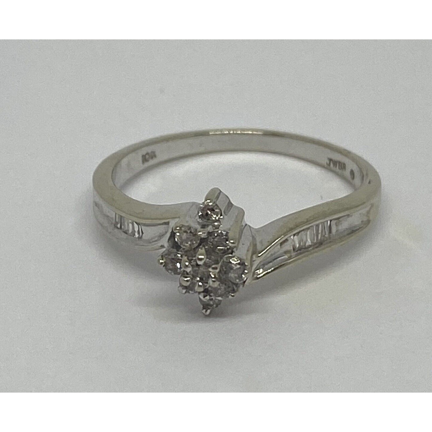 Diamond Cluster Ring 10k White Gold Size 7 Women's 1/5 CT