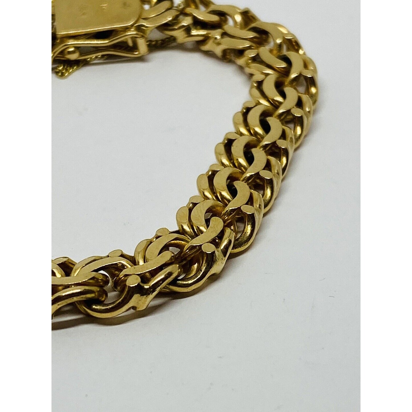 Vintage 18k Yellow Gold Fancy Double Link Charm Bracelet Italy Rare Style HEAVY!