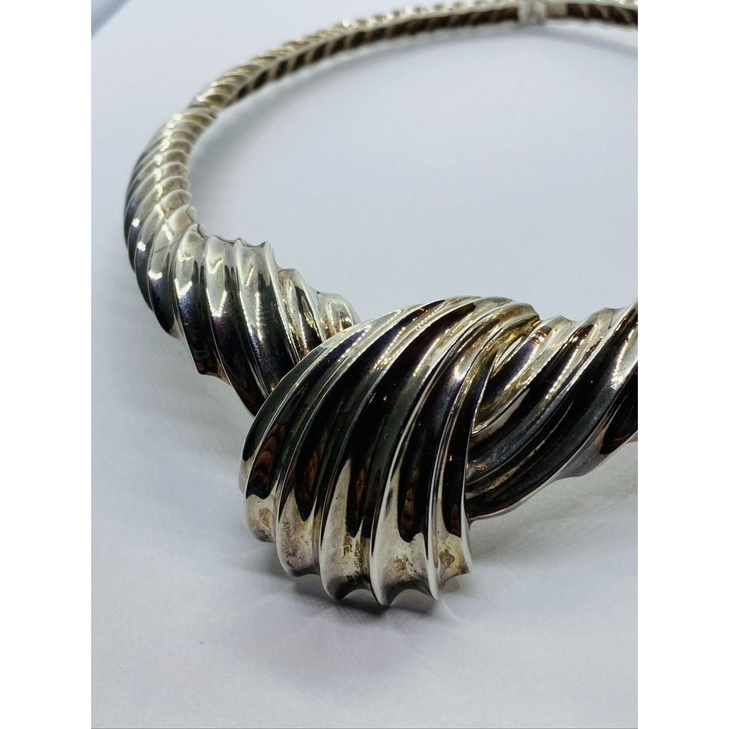 Tiffany & Co Very Rare Ribbed Collar Necklace Sterling Silver 17" Vintage READ
