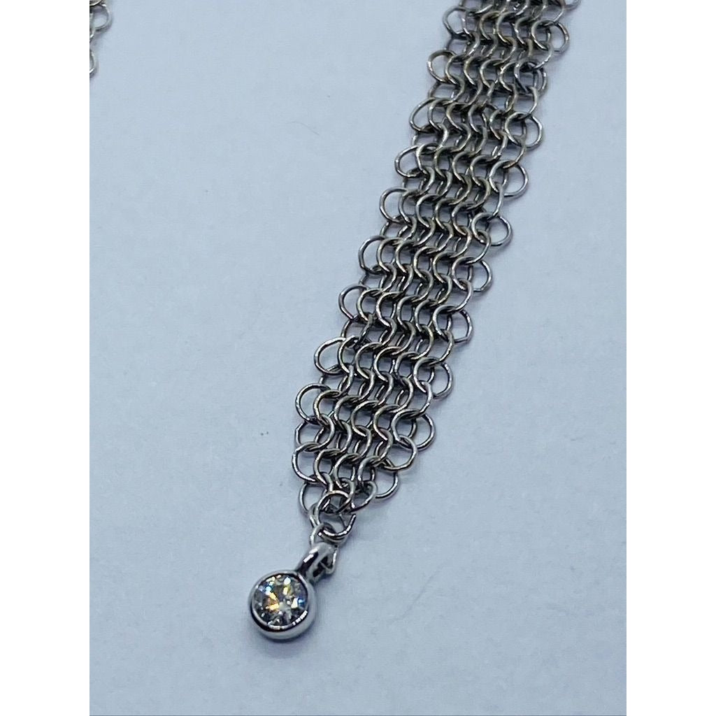 Tiffany & Co. Elsa Peretti Diamond Mesh Earring in Sterling Silver 0.12 ctw