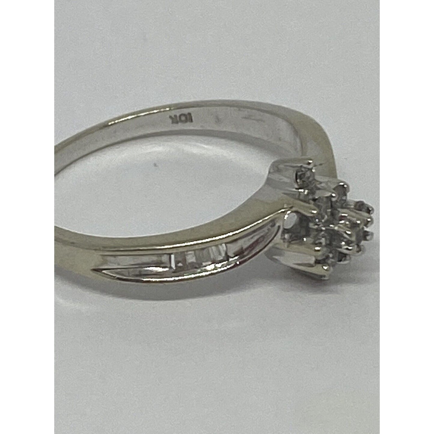 Diamond Cluster Ring 10k White Gold Size 7 Women's 1/5 CT