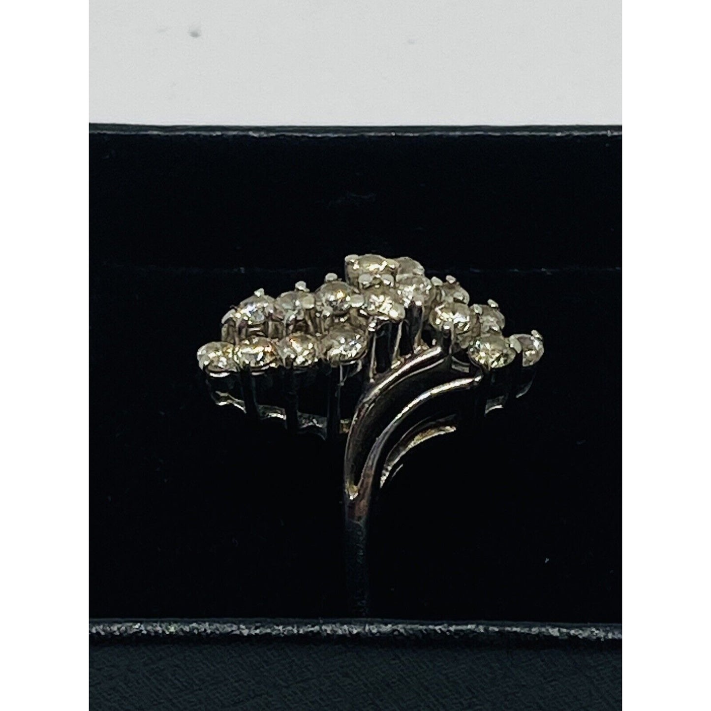 Vintage Estate 14k White Gold 1.28CTW Diamond Cluster Ring, Size 7.25