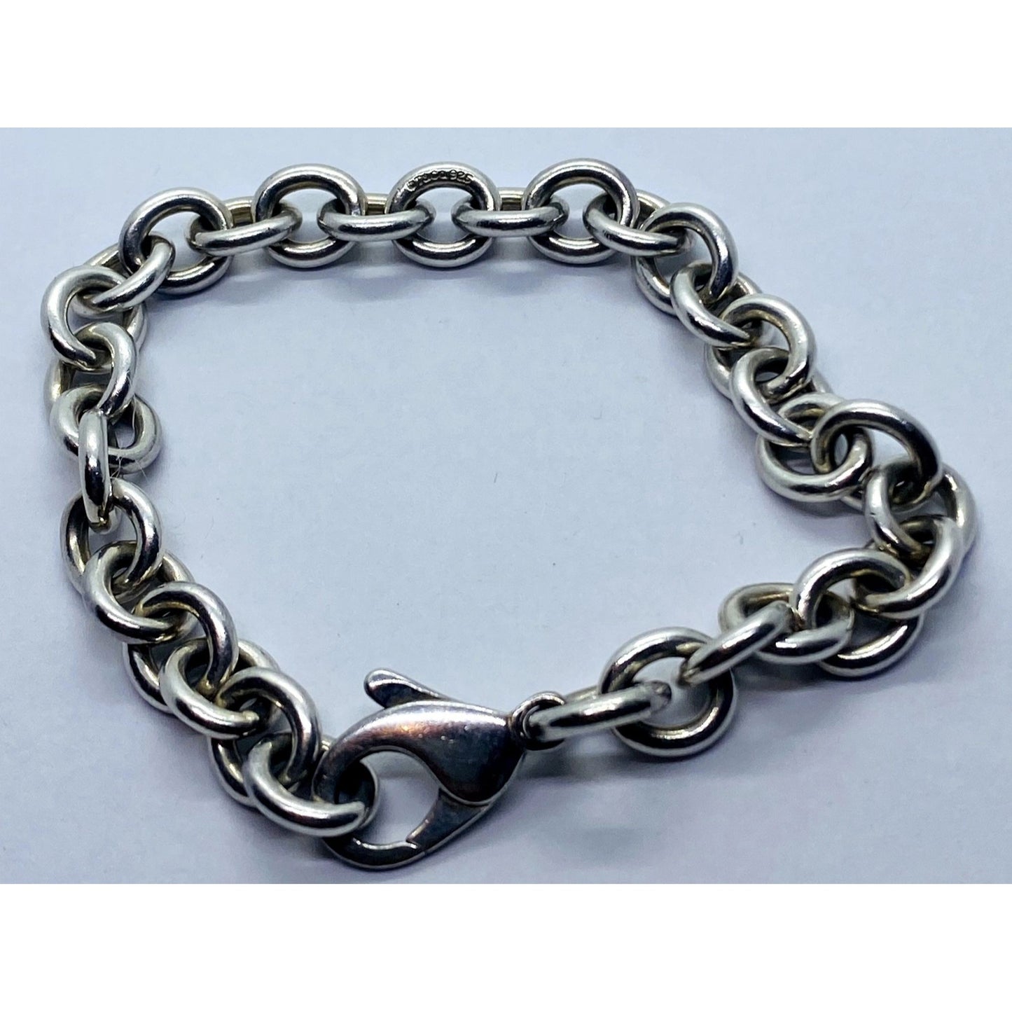 Tiffany & Co Sterling Silver Mens Unisex Rolo 7.25" Round Link Chain Bracelet
