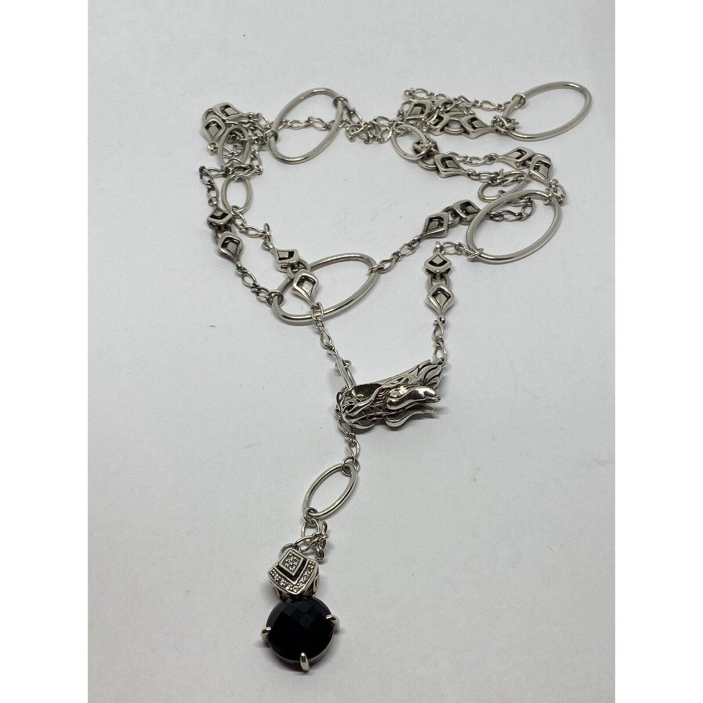 John Hardy 'Naga Dragon' Onyx Sapphire Sterling Silver Lariat 43.5”