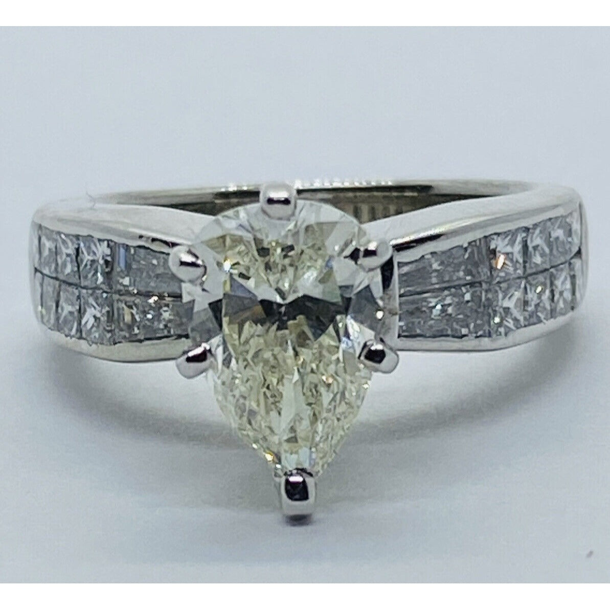 GIA PEAR CUT 1.62 ENGAGEMENT RING 18K WHITE GOLD SIZE 6 2.82 TCW