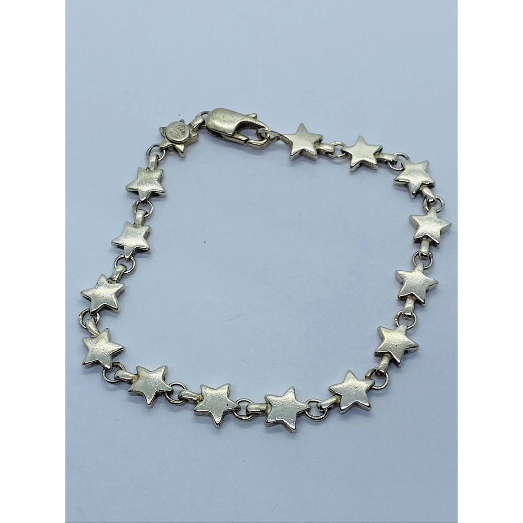 Tiffany & Co. Sterling Silver Star Chain Link Bracelet 7.75” Pouch