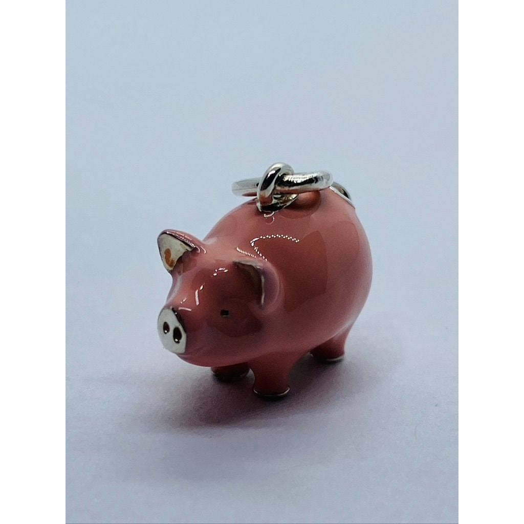 Tiffany & Co Pink Enamel Pig Piggy Charm Pendant 925 Retired