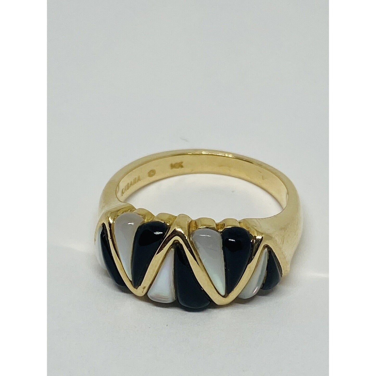 Kabana 14K Yellow Gold Mother Of Pearl Inlay Black Onyx Cocktail Ring