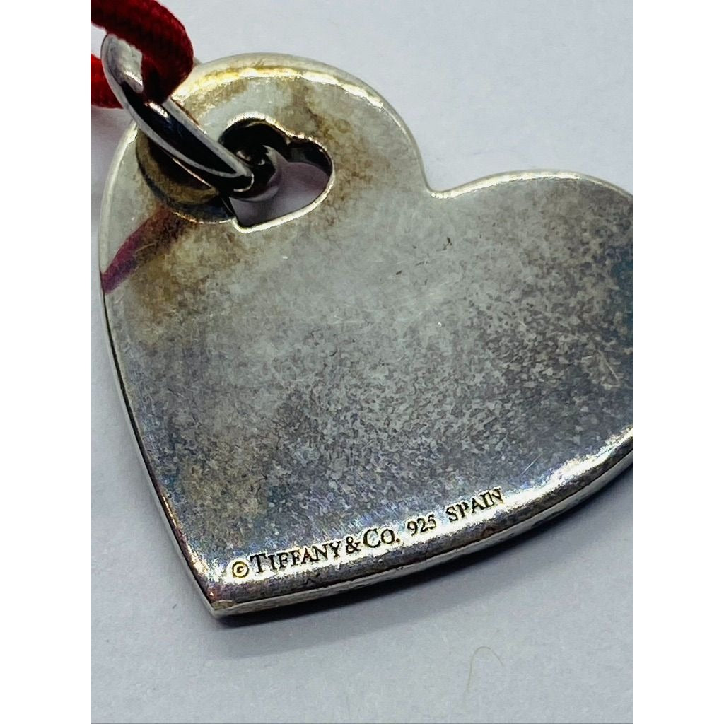 Tiffany & Co Red Enamel Red Silk Sterling Silver Heart