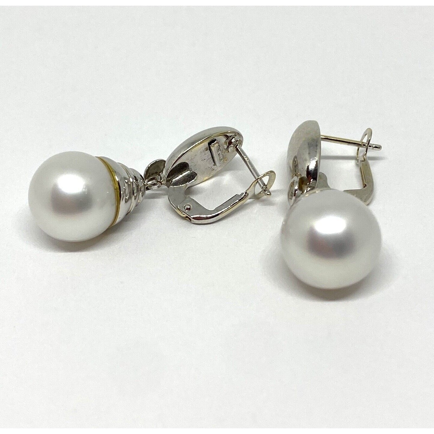 Estate Pearl 14K Gold Dangle Earrings 11.5 Grams, 12 MM PEARLS