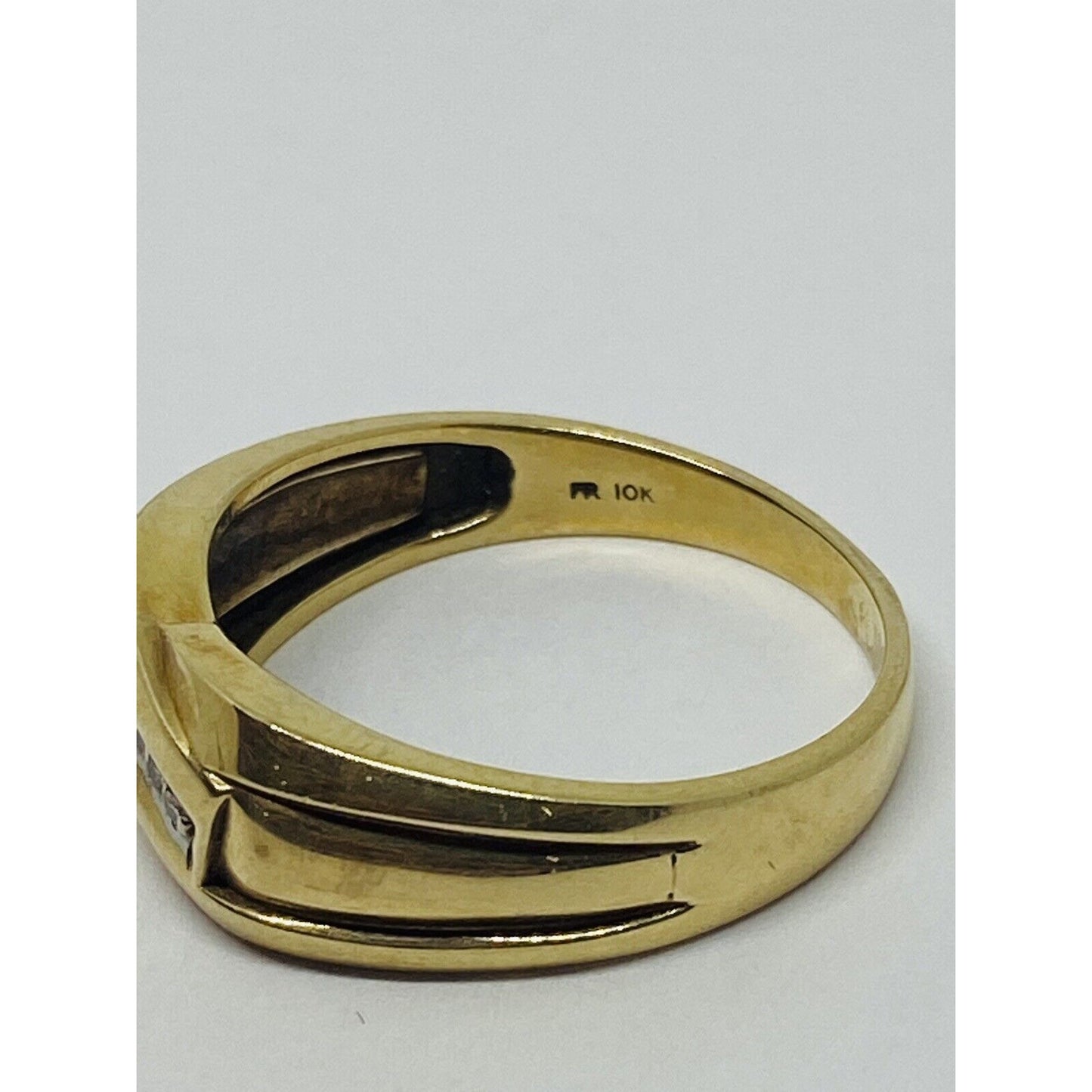 Mens 10k Solid Yellow Gold .10 CTW Natural Diamond Wedding Band Ring Size 10.5