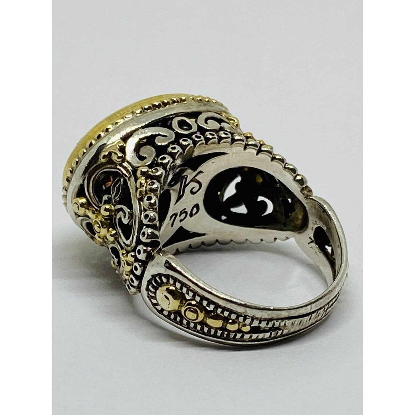 KONSTANTINO 18K YELLOW GOLD 750 STERLING SILVER 925 Multi Gem Ring Size 7.5