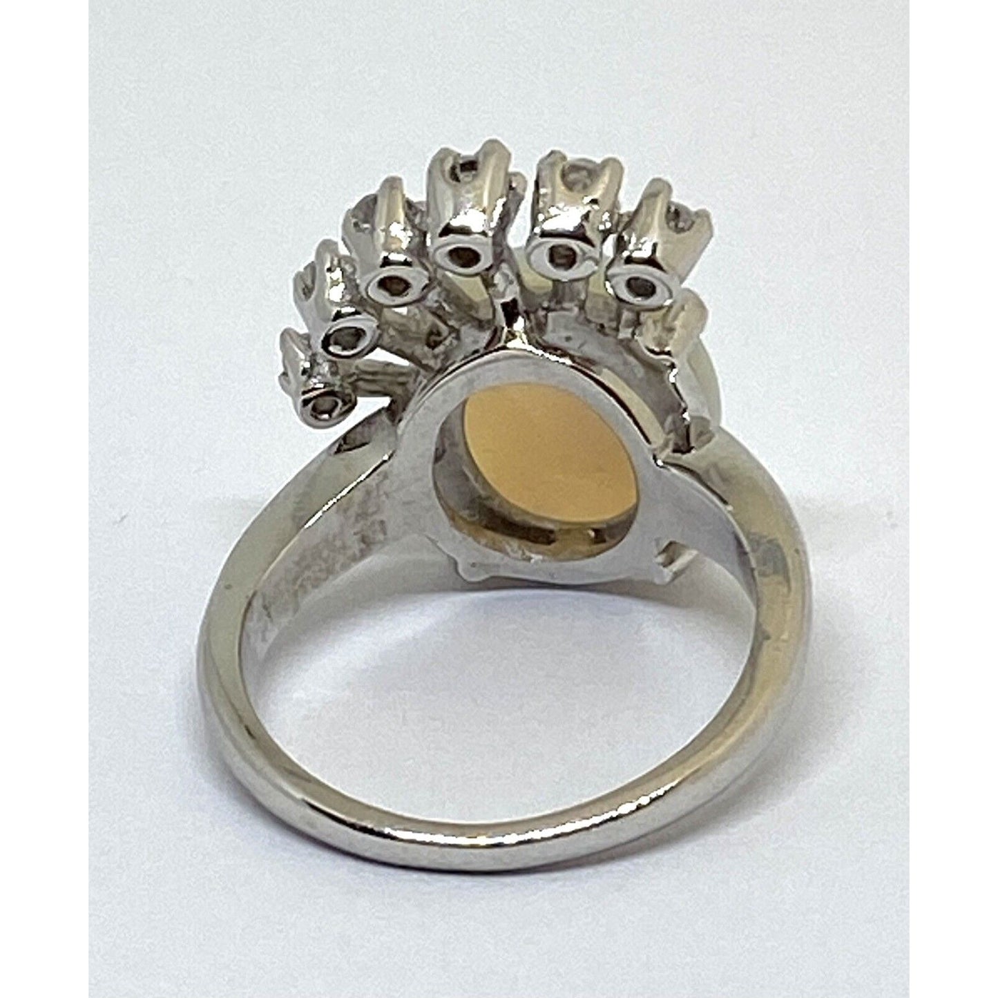 14K 2.42ct Opal And Diamond Ring Size 4.5 Excellent Condition 4.5 Grams