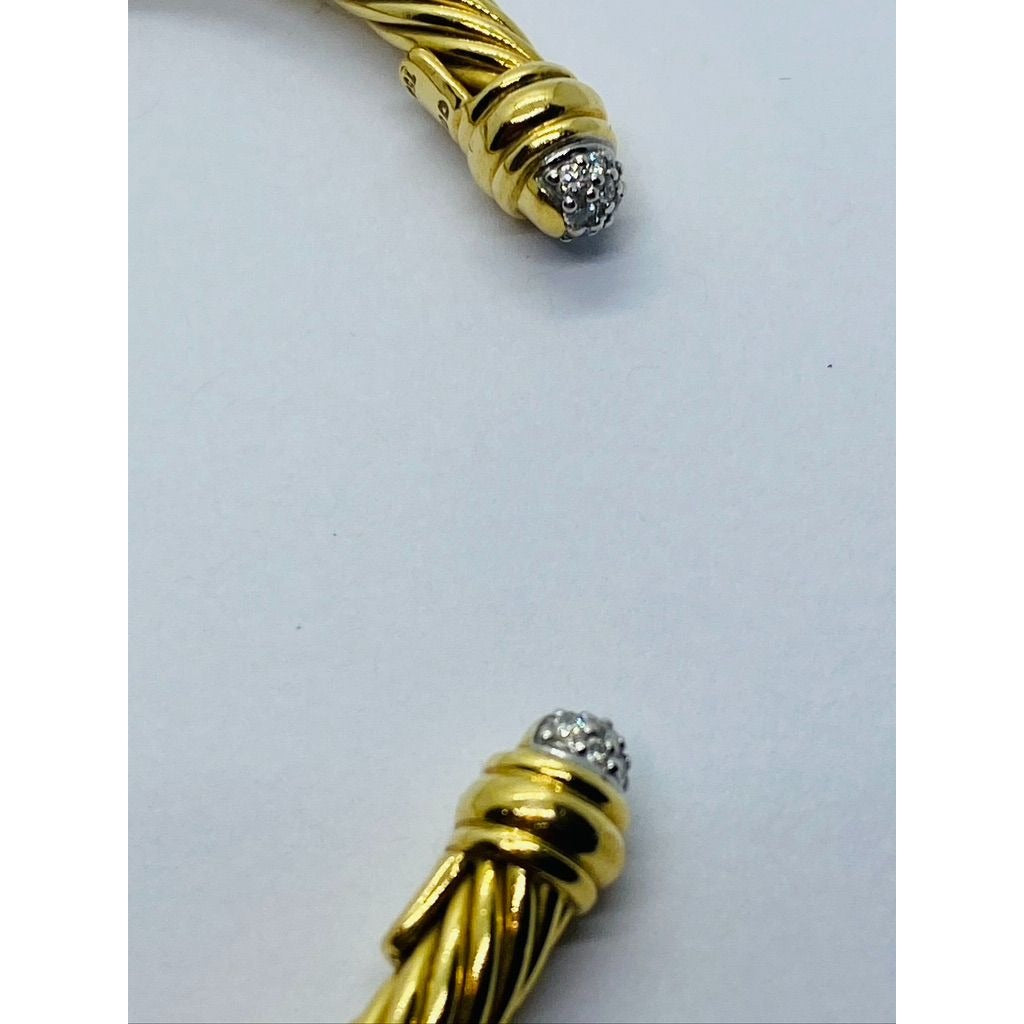 DAVID YURMAN 18K YELLOW GOLD AND DIAMOND CLASSIC CABLE BANGLE Bracelet