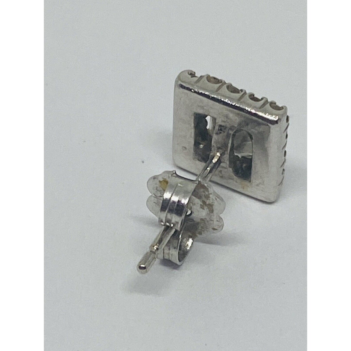 Diamond Earring in Halo Setting .70 CTW 14K White Gold Single STUD Asscher Cut