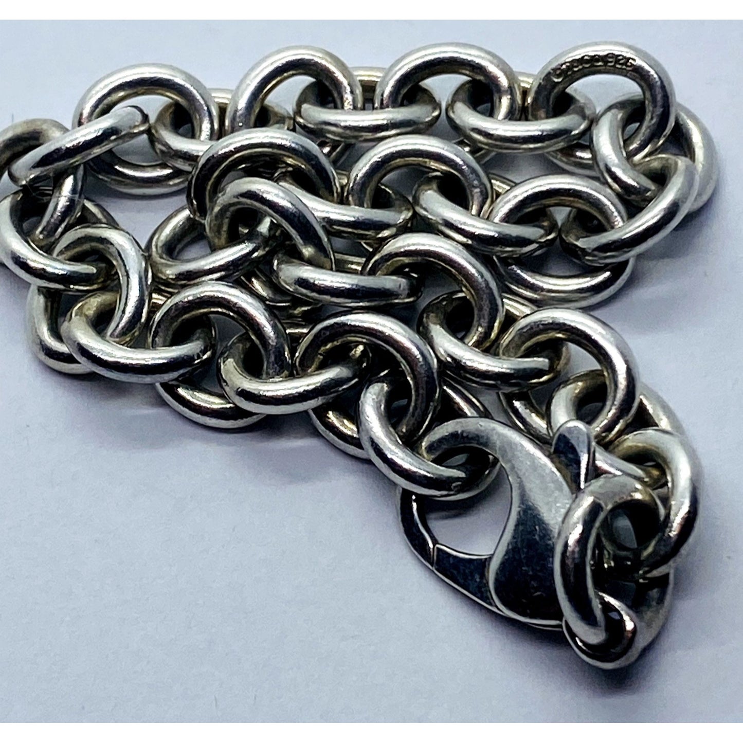 Tiffany & Co Sterling Silver Mens Unisex Rolo 7.25" Round Link Chain Bracelet