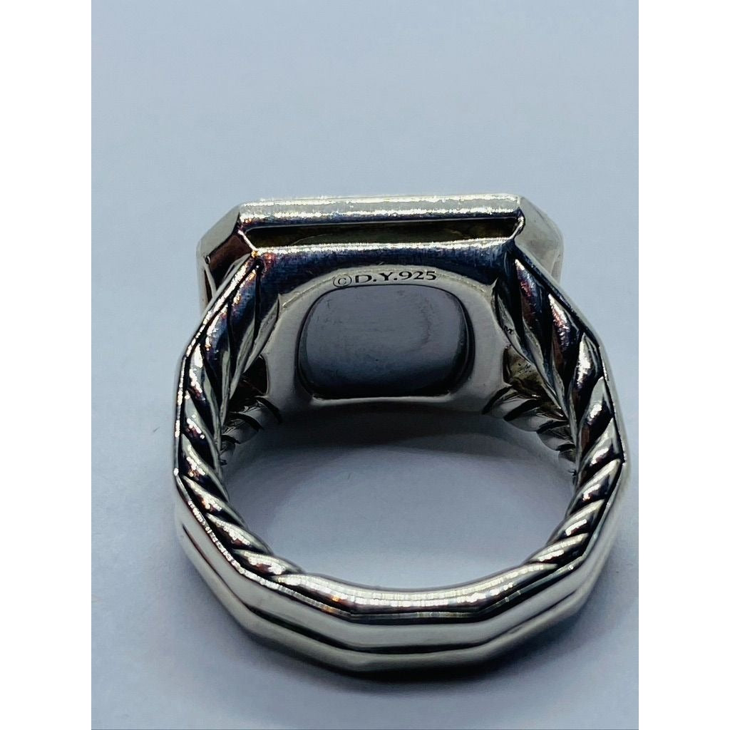 David Yurman Sterling Silver Novella Prasiolite Diamond Ring Size 4.75