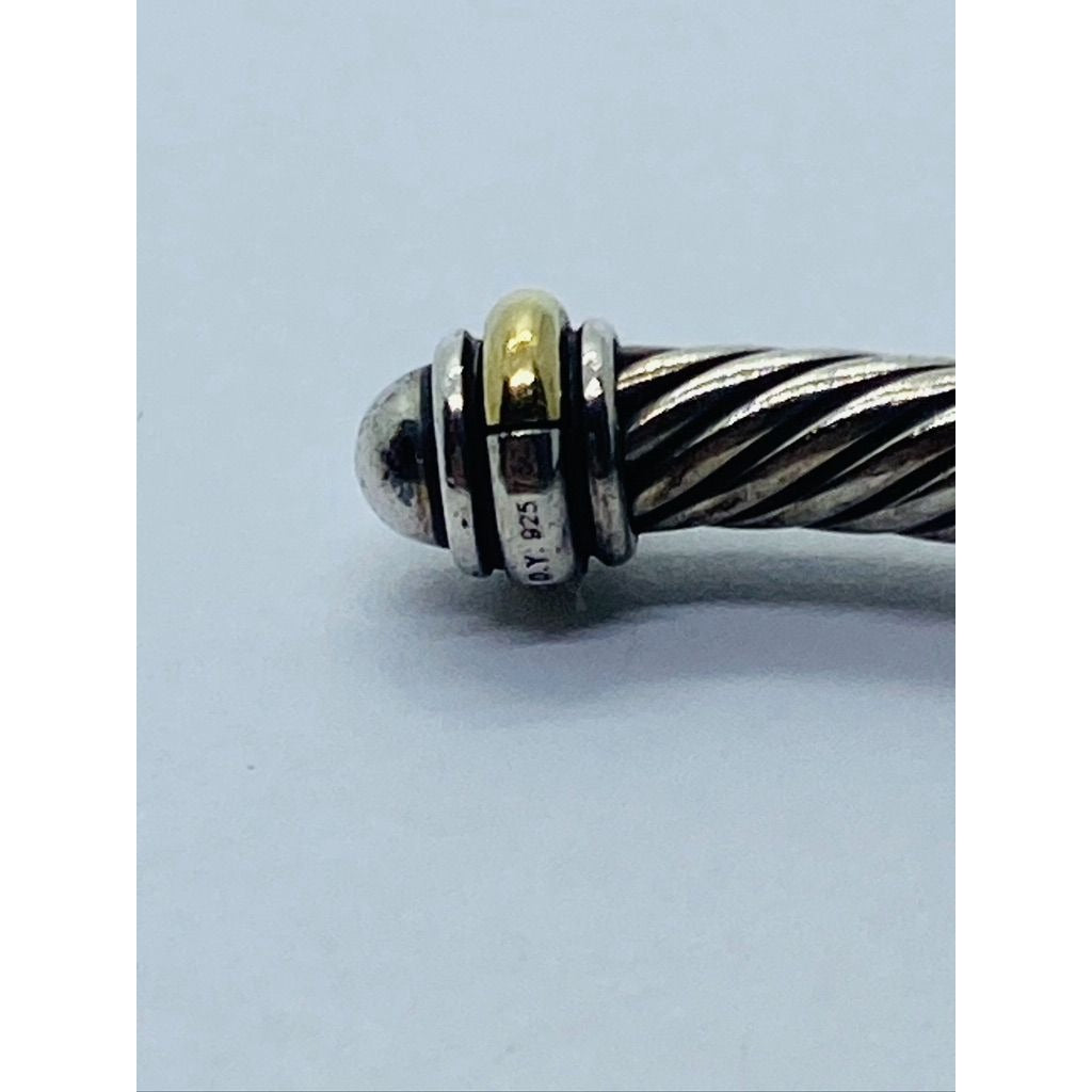 David Yurman Sterling Silver 18K 750 Gold 4mm Dome Bracelet