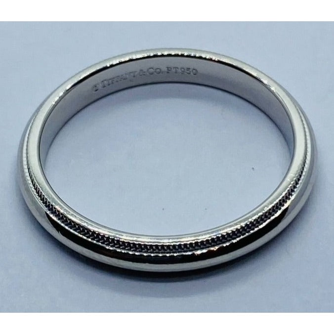 Tiffany & Co Platinum 3mm Double Milgrain band ring 6.1 grams - Size 9