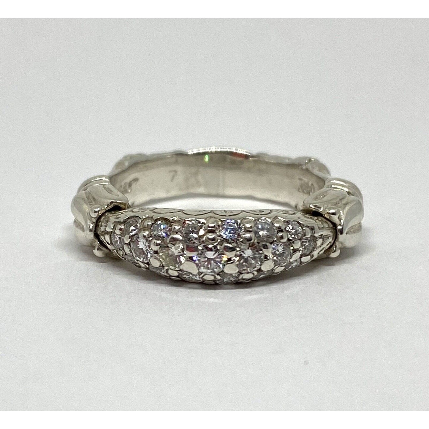 Rare Lagos Caviar Arcadian Silver 925 18K Gold DIAMOND Ring Size 6.75 $3250 MINT