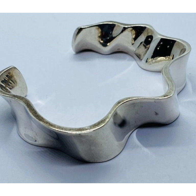 RARE Frank Gehry Tiffany & Co Sterling Silver Equus Bangle Cuff Bracelet Pouch