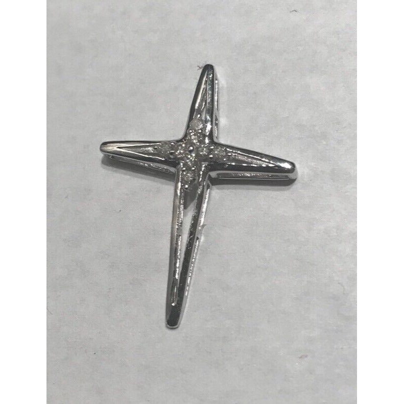 10k White Gold Diamond Cross/pendant