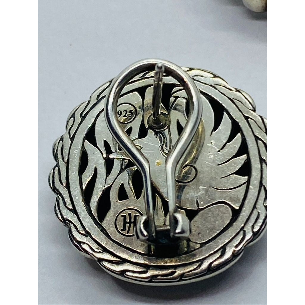 John Hardy Ribbed Post Clip On Earrings Sterling Silver 925