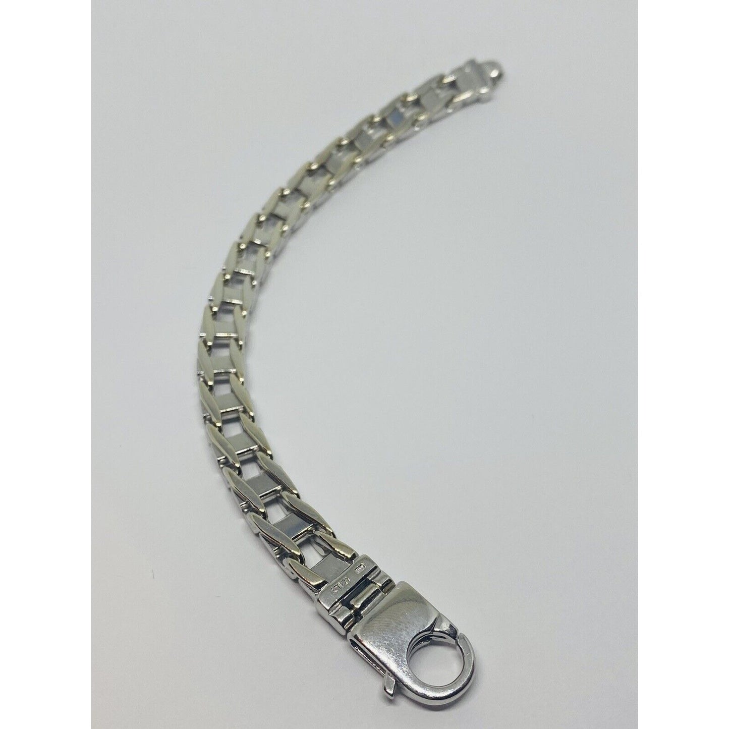 14k White Gold Railroad Train Tracks Men's Bracelet, 8.5” 72 Gram, HEAVY RARE!