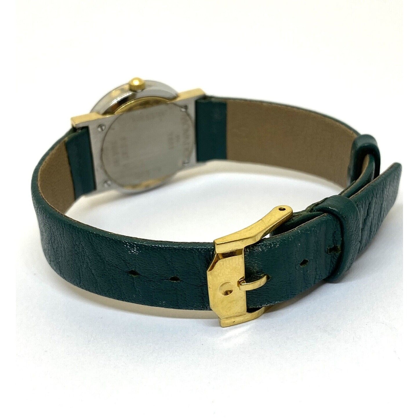 Movado Limited Edition Ladies Gold Tone Museum Green Dial Leather Strap In Box