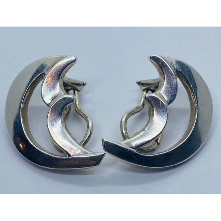 Tiffany & Co Paloma Picasso Half Moon Clip On Earrings Sterling Silver 925