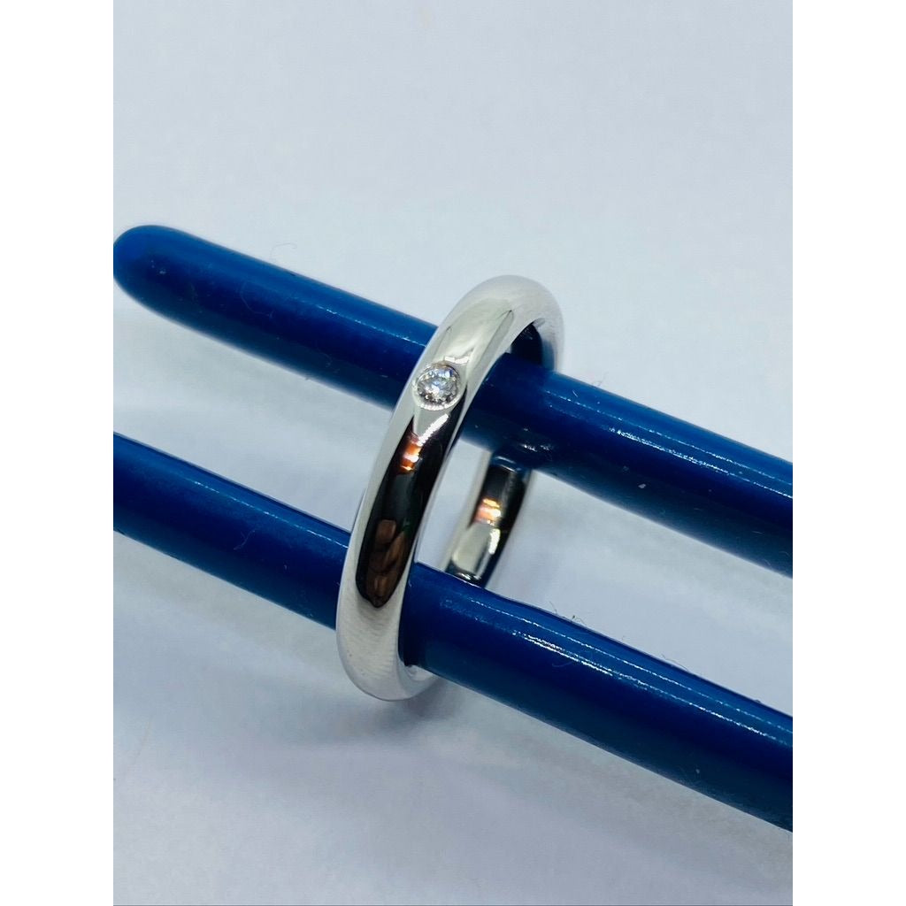 Tiffany & Co Elsa Peretti Platinum Band Ring With A Round Diamond Size 5