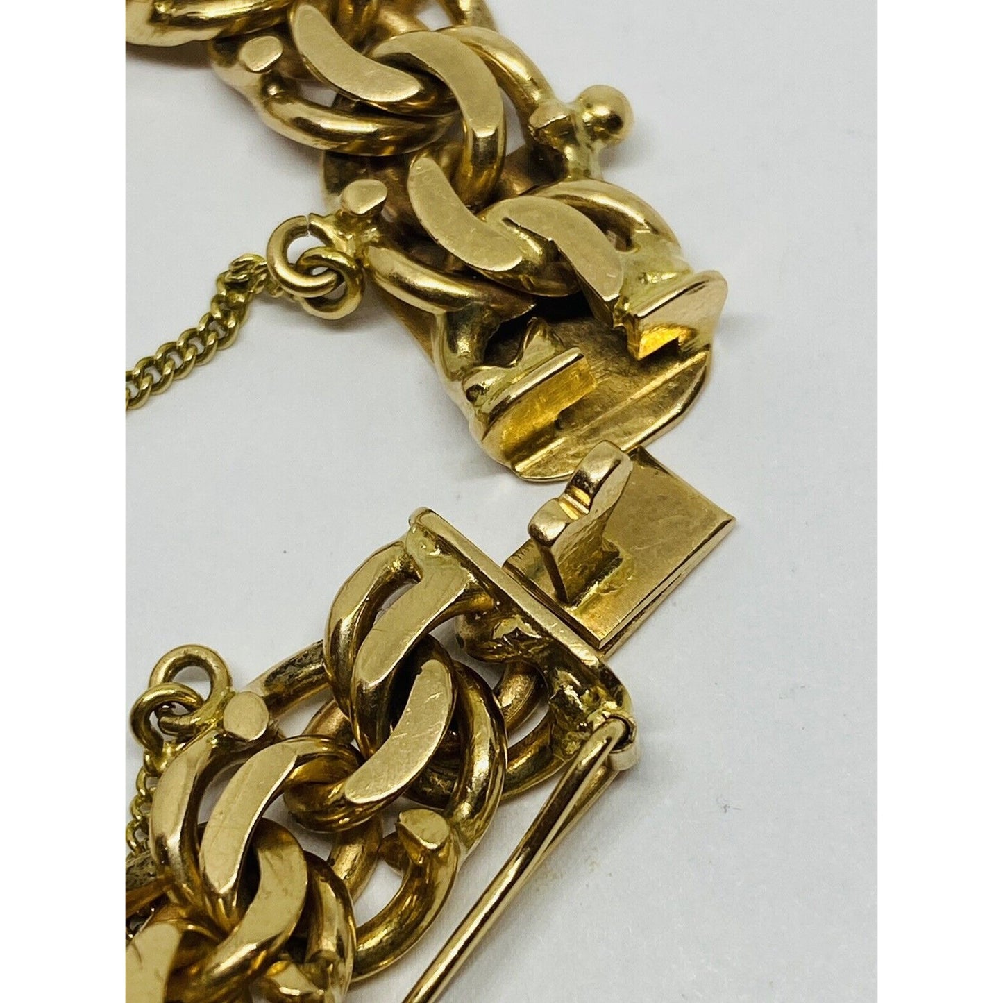 Vintage 18k Yellow Gold Fancy Double Link Charm Bracelet Italy Rare Style HEAVY!