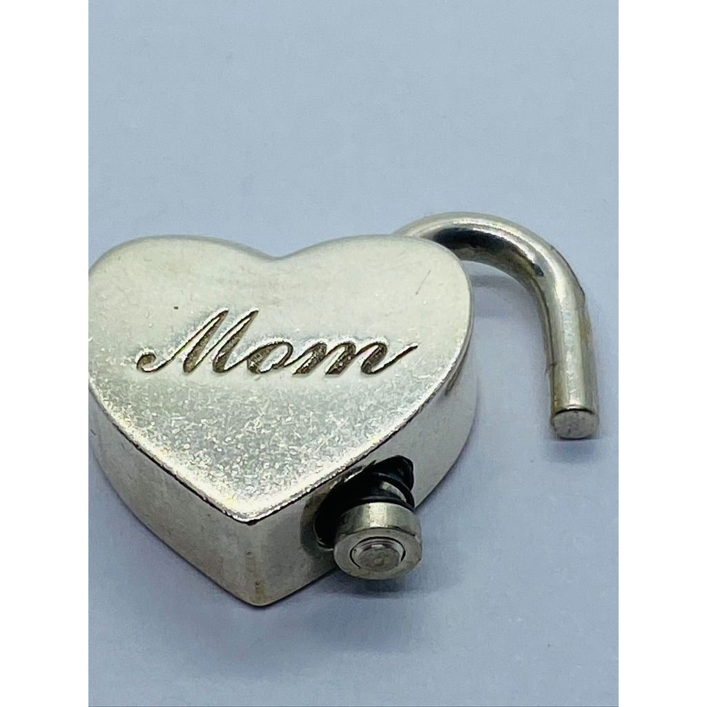 Tiffany & Co Sterling Silver 925 Mom Heart Padlock Charm Pendant Opens Closes