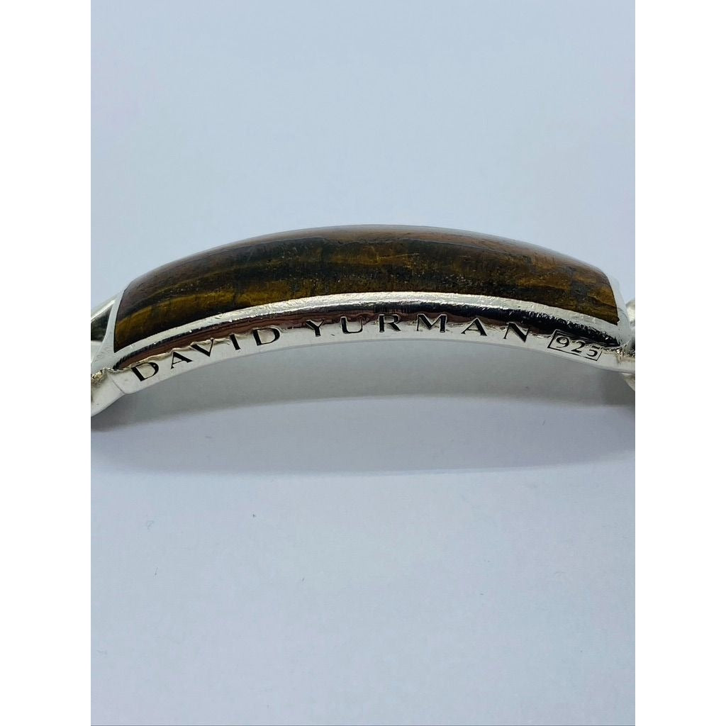 David Yurman Cuban Link Curb Tiger Eye ID Plate Bracelet 8.25" HEAVY