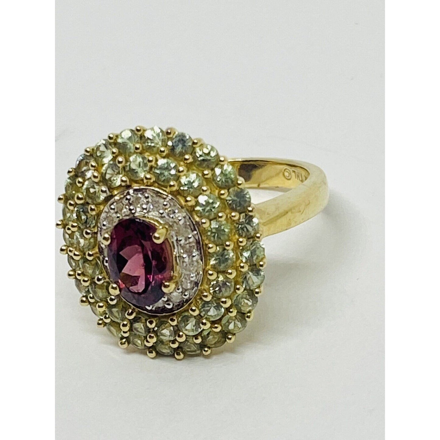 Stunning Multi Stone Diamond 14 K Gold Oval Design Sz 7 Ring THL SAMUEL AARON