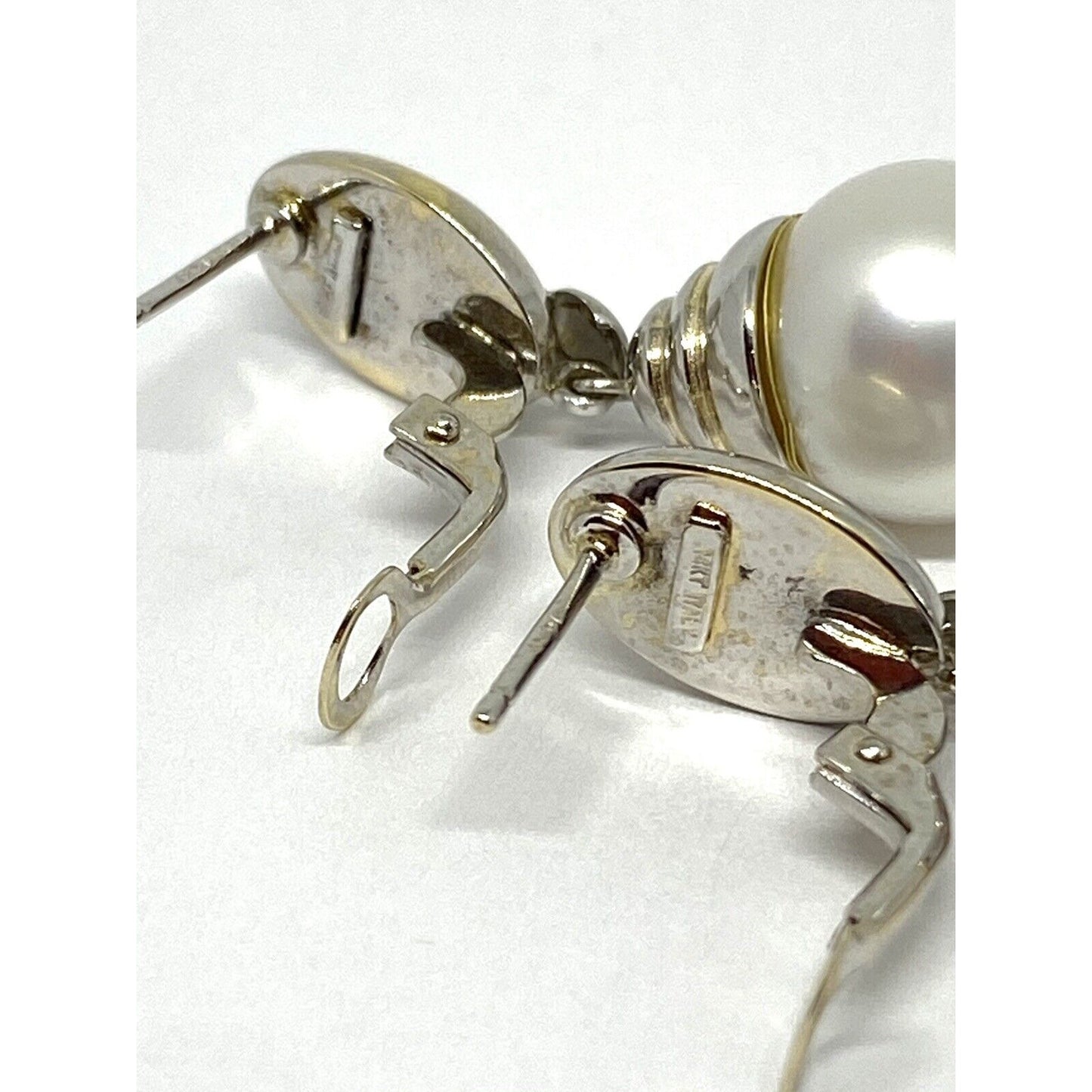 Estate Pearl 14K Gold Dangle Earrings 11.5 Grams, 12 MM PEARLS