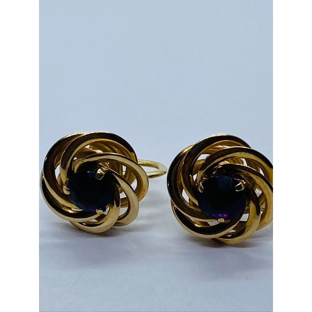 GENUINE TIFFANY & CO 14K GOLD AMETHYST SCREW BACK EARRINGS