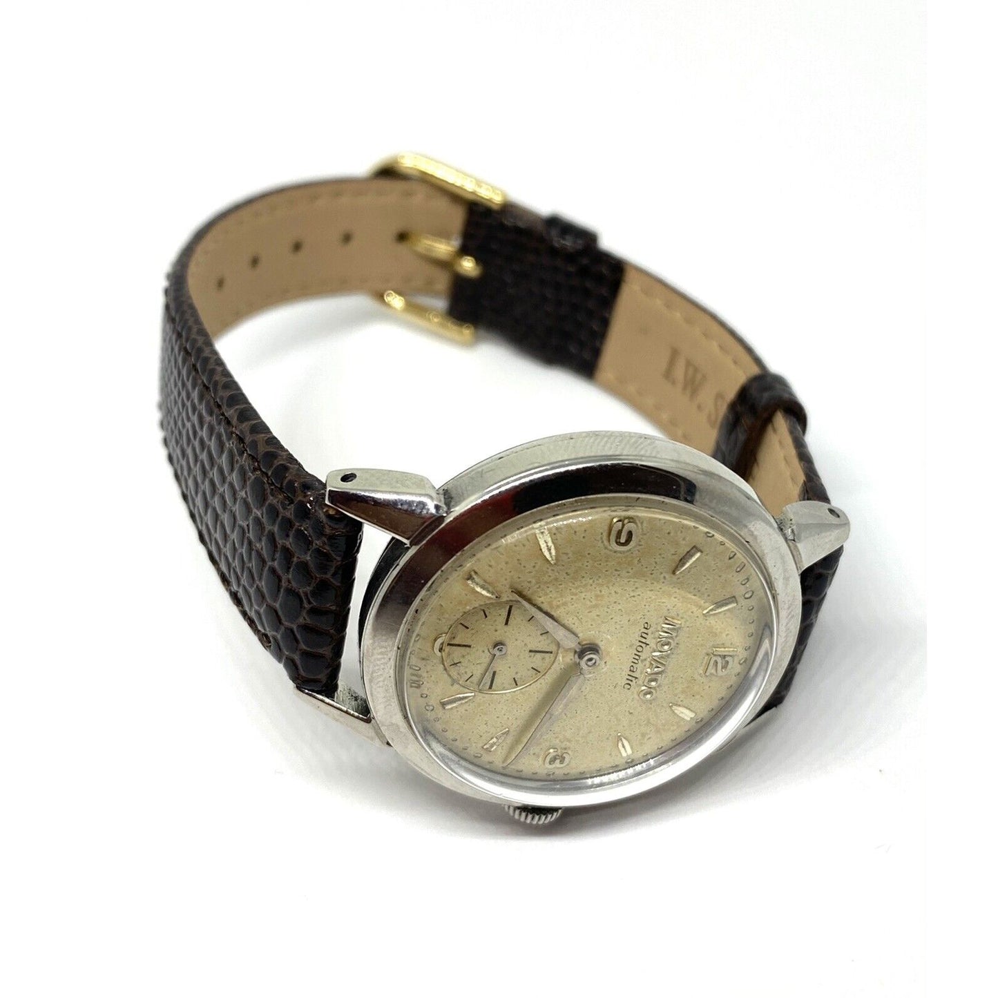 RARE VINTAGE MEN'S MOVADO AUTOMATIC BUMPER-WIND WRIST WATCH IN STAINLESS