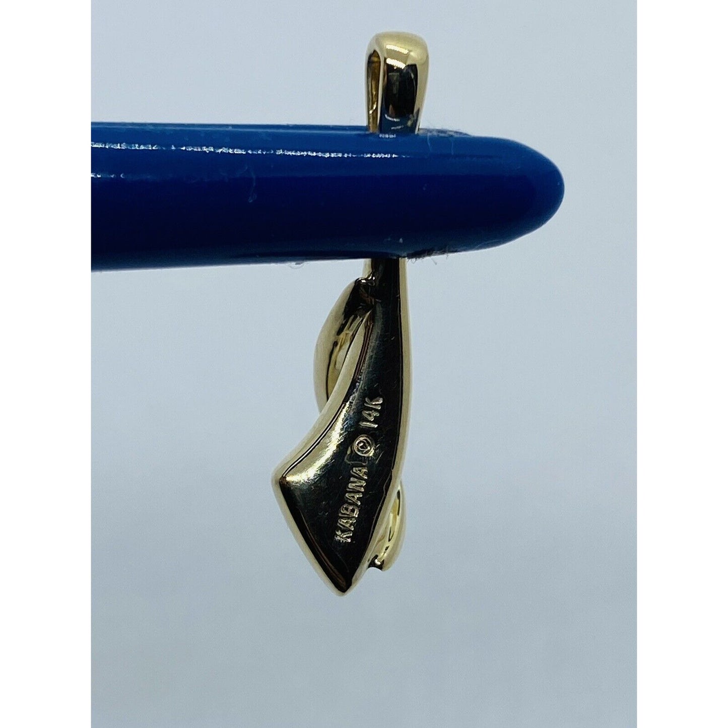 Kabana 14K Yellow Gold Mother Of Pearl Inlay Diamond Ribbon Slide Pendant 27MM