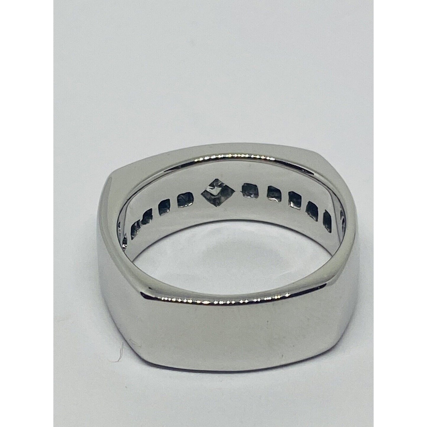 Mens Diamond Ring 14K White Gold Band 8MM Wide. 14.2 Grams, Size 9.5, .39TCW