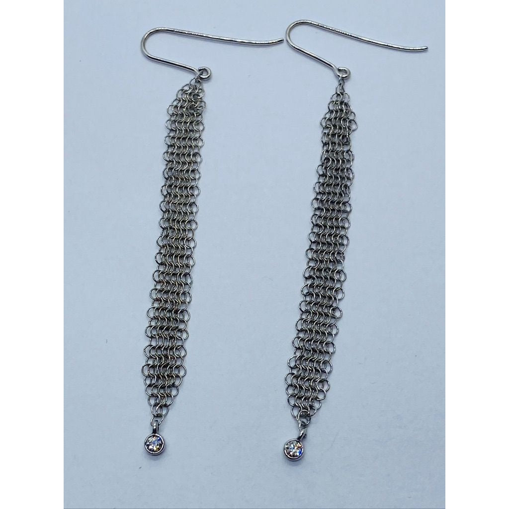 Tiffany & Co. Elsa Peretti Diamond Mesh Earring in Sterling Silver 0.12 ctw