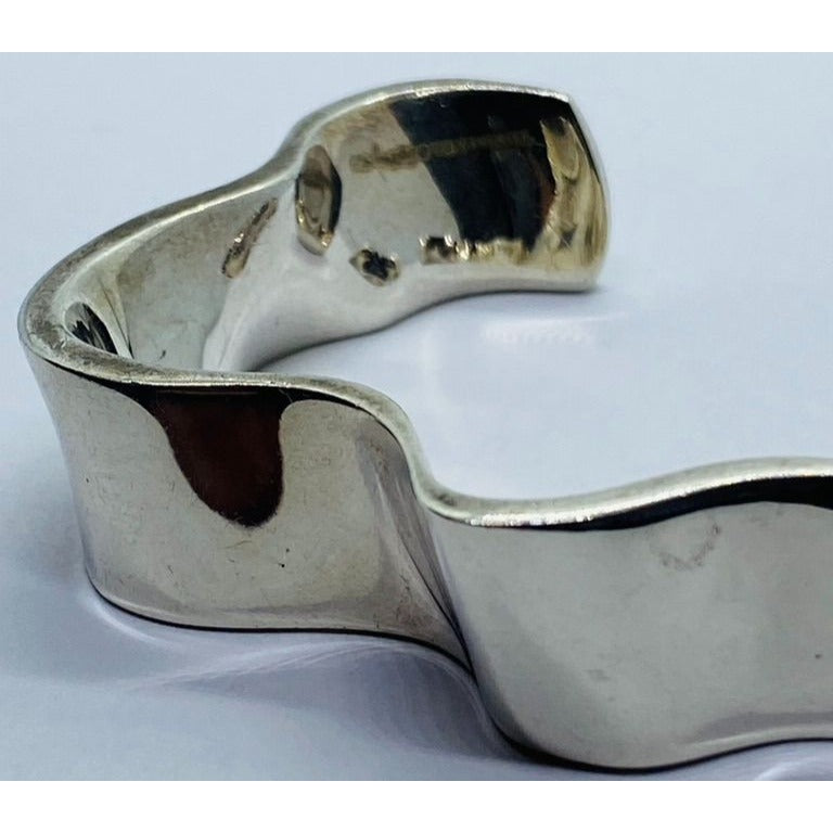 RARE Frank Gehry Tiffany & Co Sterling Silver Equus Bangle Cuff Bracelet Pouch