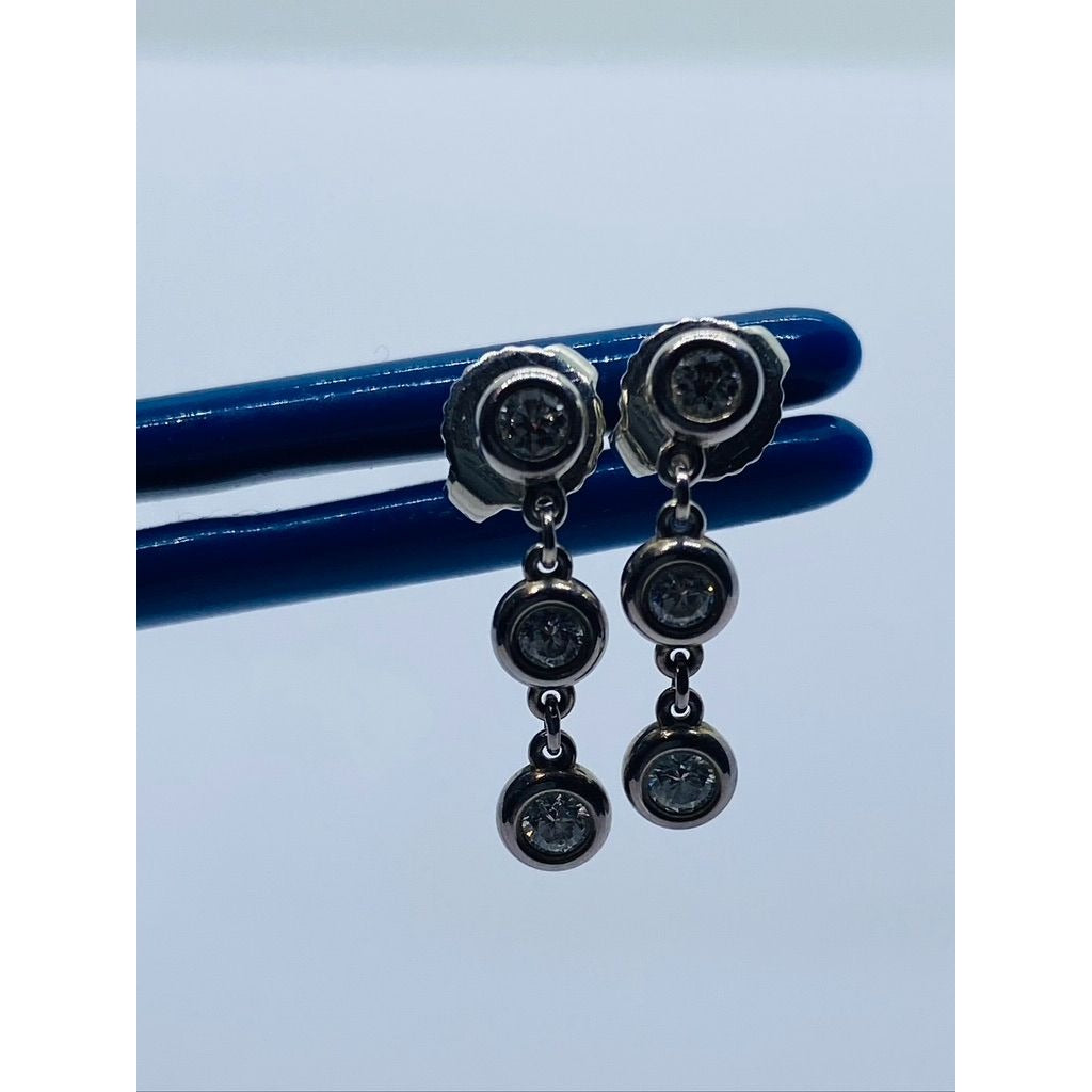 Authentic Diamonds by the Yard Drop Earrings Sterling Silver 925 .30