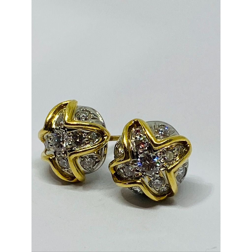 Tiffany & Co 18K Platinum and Diamond Earrings Appxt 1.14ct