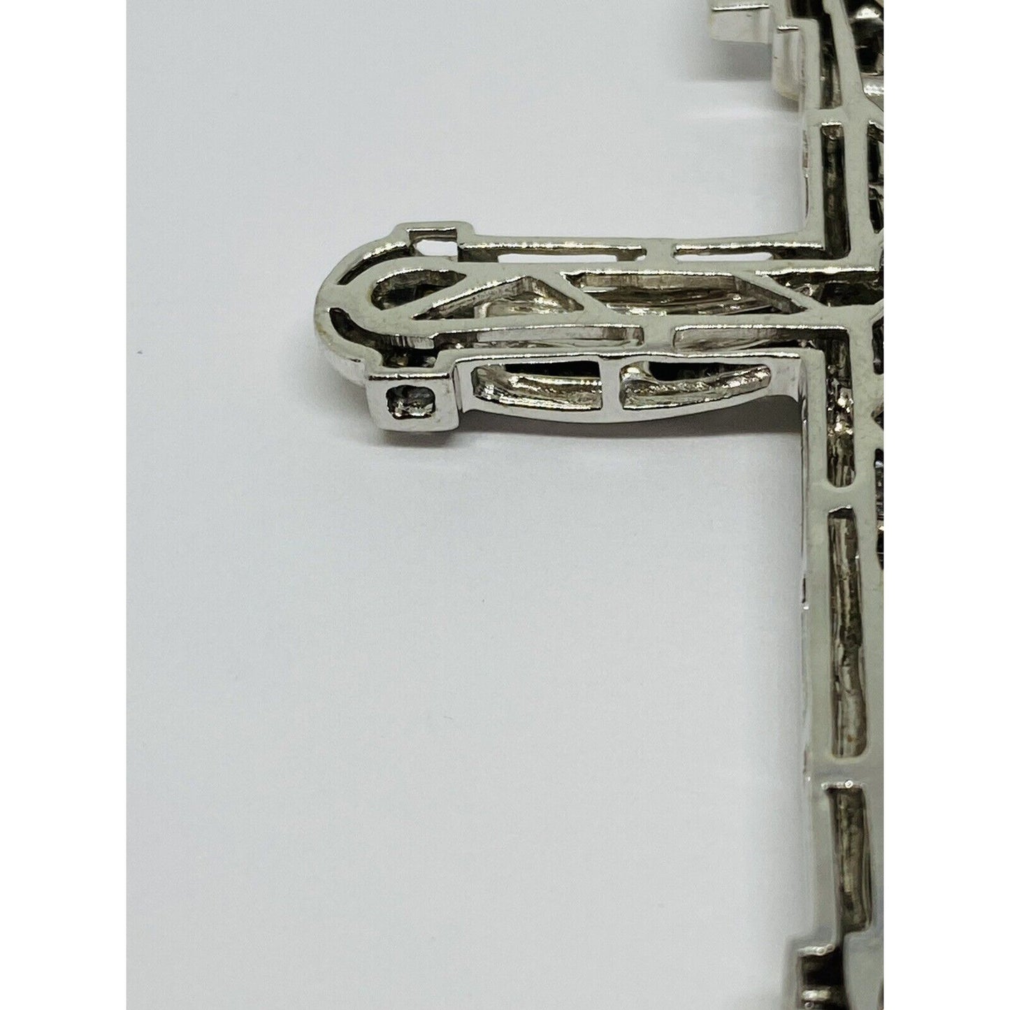 HUGE 10K White Gold Diamond Cross Pendant Appx 2.28CT , 24.4 Grams - 3.5”
