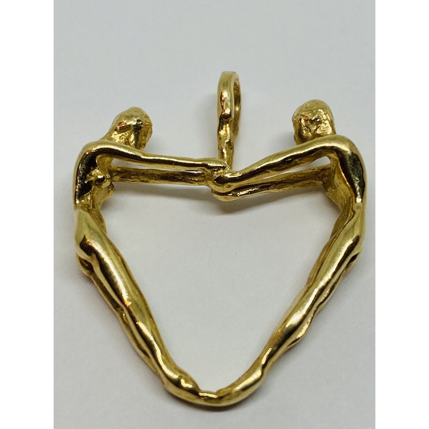 14K SOLID GOLD Vintage Hammered Heart Charm Or Pendant MINT