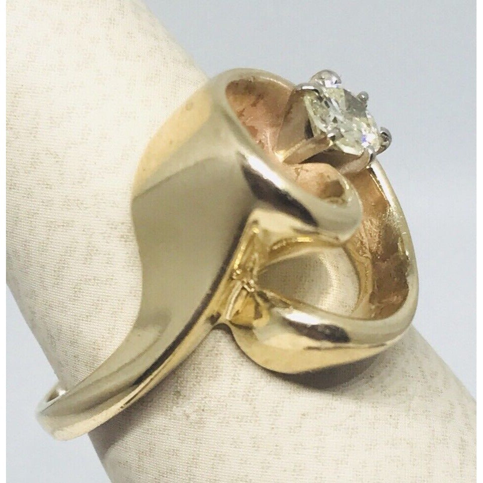 Signed Treasure .36 ct Round Diamond 14k Yellow Gold Ring
