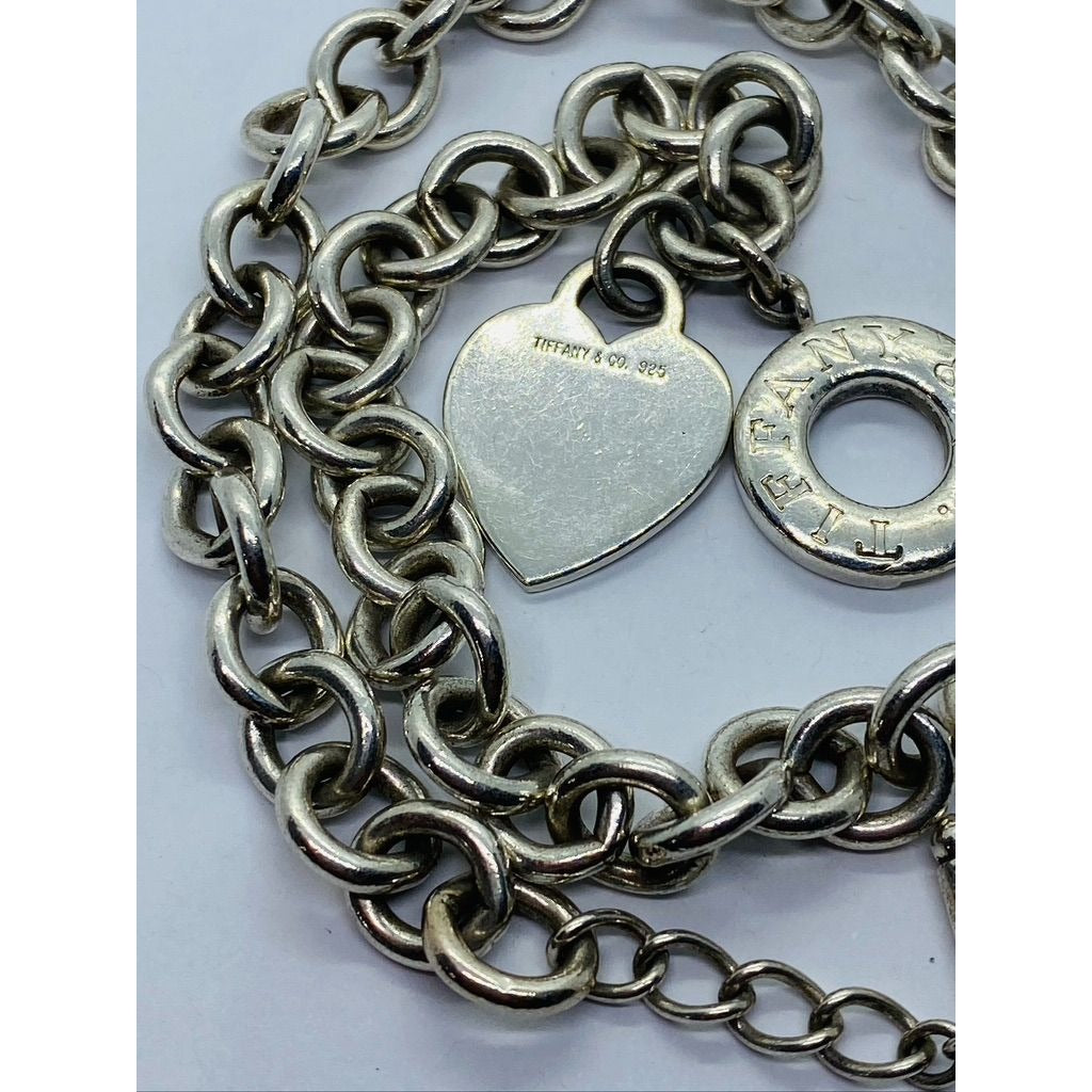 Tiffany & Co Sterling Silver Toggle Heart Tag Blank Heart Necklace 15.75"