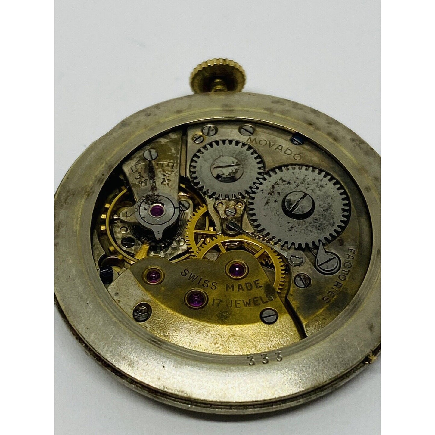 VINTAGE MOVADO FACTORY ORIGINAL DIAL LARGE MANUAL WIND CAL 333 35MM CASE READ!!